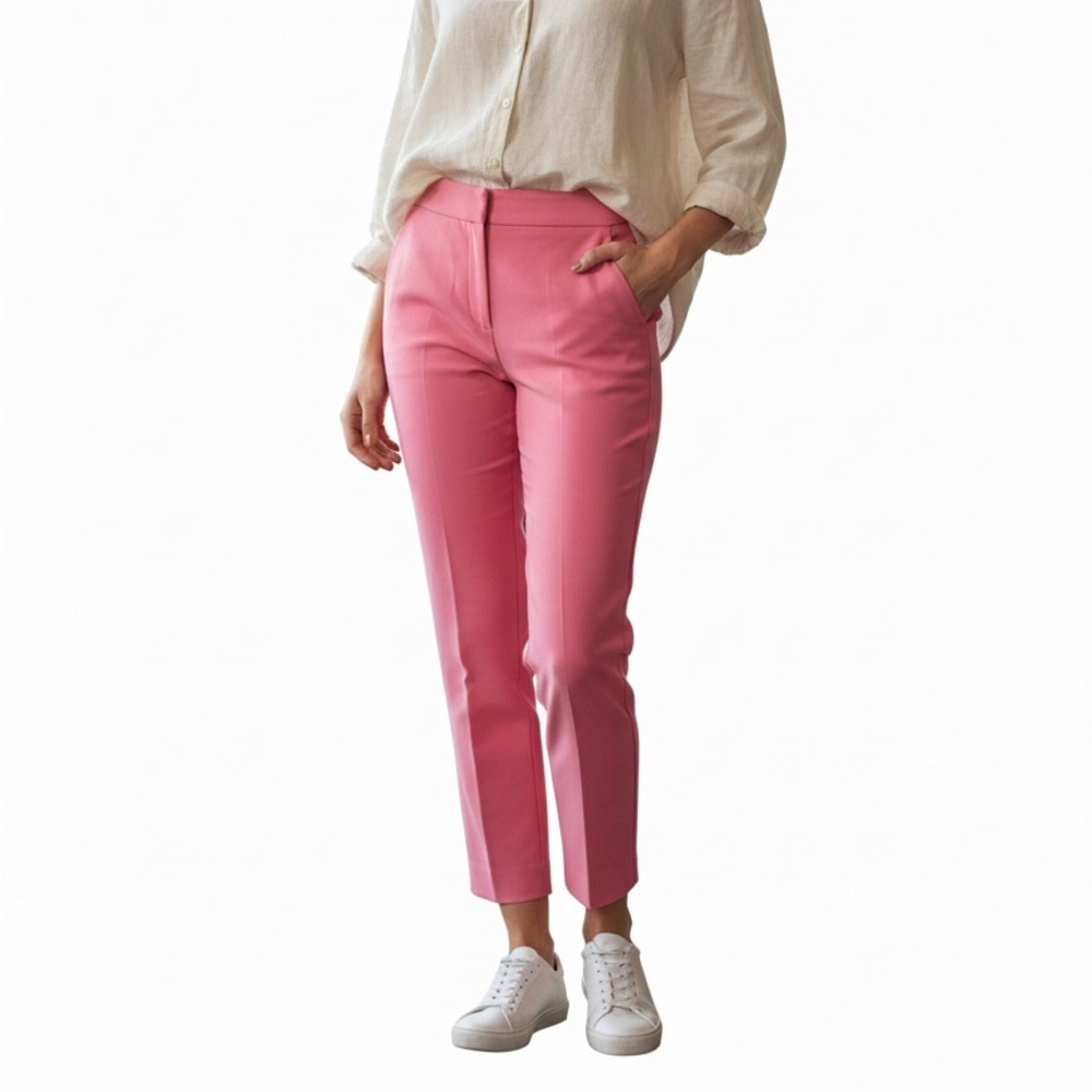 New Argent Flex Waist Trouser Pant Mid Rise Ankle Salmon Pink Sz 0